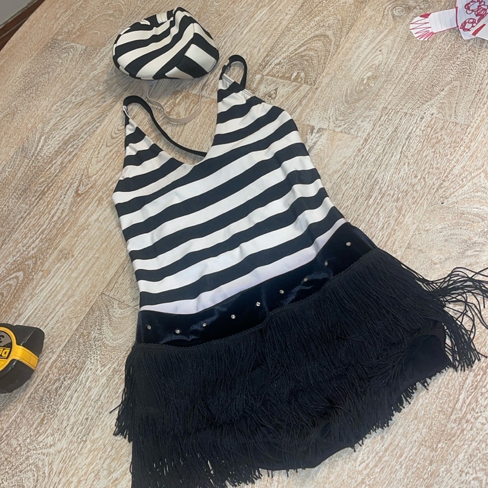 Sexy Prisoner Halloween Costume vintage small Adult fringe romper